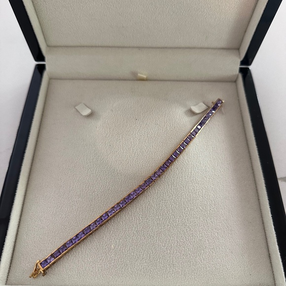 Amethyst Princess Cut Tennis Bracelet Rose Gold - Picture 1 of 4